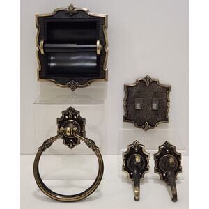 Vtg Ajax Premier Collection Hardware Set Towel Ring/Hook/Toilet Paper Holder